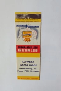 Kaywood Motor Lodge Fredericksburg VA Matchbook Cover - Bild 1 von 1
