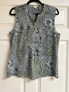 J Crew Sleeveless Pullover Blouse Floral Print Sz 10 Casual Cottage Core Prairie - Imagen 1 de 8