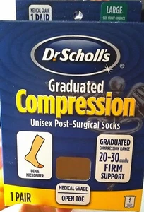 Dr. Scholl's Graduated Compression Unisex Open Toe Post-Surgical Socks 20-30 Bei - Picture 1 of 5