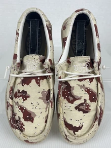 HEY DUDE Wally Style Desert Camo Comfort Flats Loafers Womens 7 Youth Size 6 - Picture 1 of 10