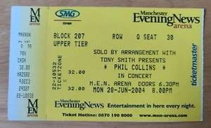 PHIL COLLINS Manchester Evening News Arena Unused Ticket Stub 28th June 2004 - Picture 1 of 2