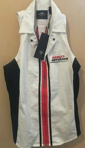 NEW HARLEY-DAVIDSON Women’s ZipUp Vest/Tank Embroidered Off-White Tailored Cut-L - Picture 1 of 8
