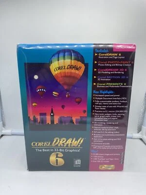 Vintage NEW Corel Draw 6 Cd ROM The Best In 32-Bit Graphic 4 Discs Windows 95 - Image 1 of 4