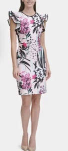 Tommy Hilfiger Blumenmuster Rüschenärmel Tauchermantel Kleid Größe US 10 UK 14 Ex-Zustand - Bild 1 von 6