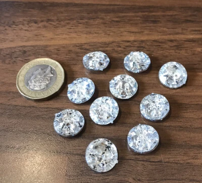 SILVER SHINY FANCY TWO HOLE BUTTONS/13mm Acrylic Buttons (10pcs) - Image 1 of 4