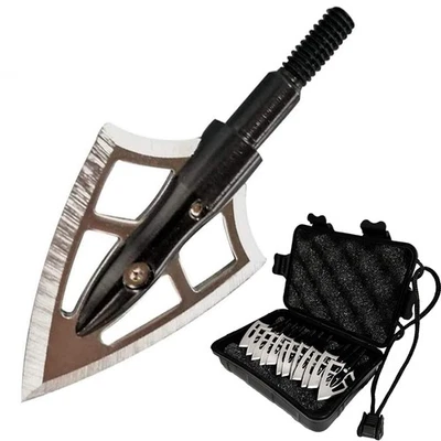 Punta de flecha de tiro con arco hoja cabezas anchas 100 puntos de tornillo de grano puntas arco flecha caza - Imagen 1 de 4