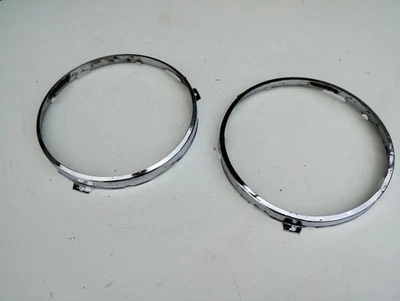 Ford Cortina mk2 1600E Lotus Anglia 105e 7" chrome headlamp surrounds x2 - Image 1 of 4