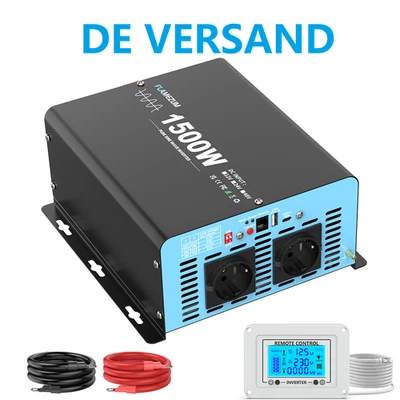 FLAMEZUM 1500W 3000W Reiner Sinus Wechselrichter Spannungswandler Inverter 12V/24V 230V