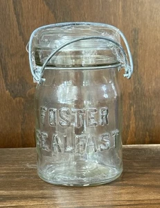 Vintage 1920’s Foster Sealfast Clear Glass Canning Jar w Glass Lid Pint - Picture 1 of 8