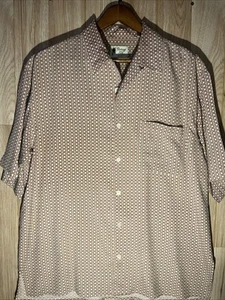 Vintage Silk 1969 Men’s Large Funky Geometric Abstract Silk Shirt - Picture 1 of 7