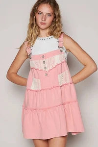 POL Denim-Overallkleid mit Spitzen-Patchwork-Details - Bild 1 von 7
