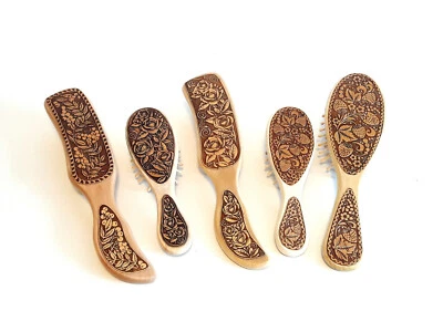 Birken Holz Haarbürste Kopfmassage Kamm Bürste Öko Organikprodukt Handmade