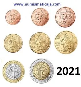 FRANKREICH - KMS 2021 - Set 1CT / 2EUROS - 3.88€ (8 MÜNZEN SET) UNCIRCULATED - Bild 1 von 1