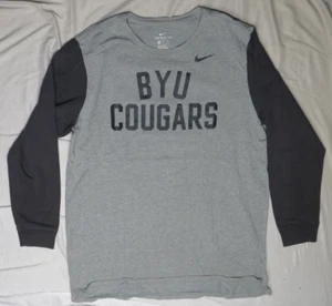 BYU COUGARS THE NIKE TEE SHIRT XL GRAY ATHLETIC CUT LONG SLEEVE HEAVYWEIGHT NWOT - Picture 1 of 4
