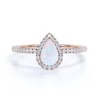 Unique Opal Engagement Ring Split Shank Ring Vintage Round Opal Ring Silver Ring
