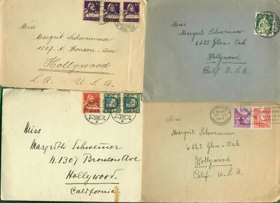 1930s ZURICH SWITZERLAND TO HOLLYWOOD CALIFORNIA - LOT OF 8 COVERS POSTED - Image 1 of 4