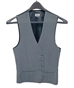 Men's Grey Suit Vest High Quality 100% Wool Adjustable Fullback Size Large - Picture 1 of 3