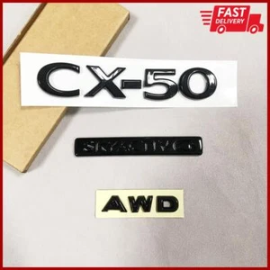3pcs CX-50 AWD SKYACTIV G Rear Emblem Badge Replace Glossy Black 2023 2024 - Picture 1 of 8