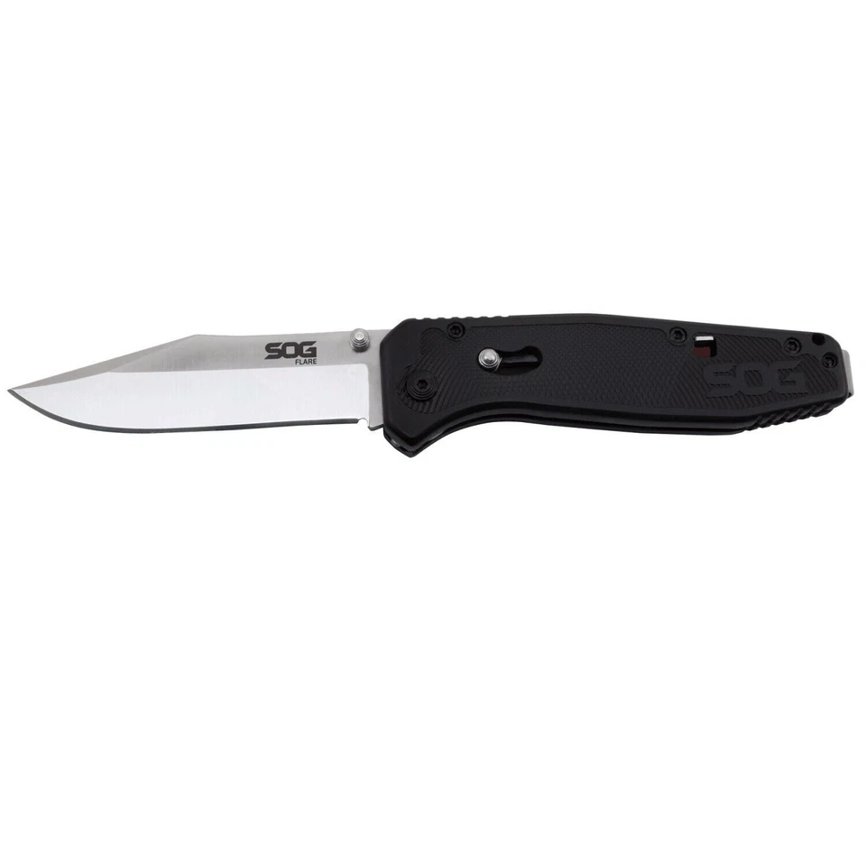 SOG Flare 3.5" Folding Pocket Knife (Satin Plain Edge, GRN Handles) - FLA1001-CP