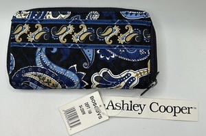 Wallet Woman's Blue Print Ashley Cooper Quilted French Purse Vera Bradley Look