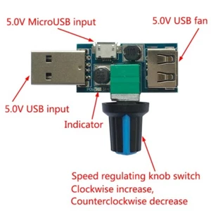 Ventilador USB DC 4V-12V regulador continuo ventilador USB regulador de velocidad Multi-Gear DA - Imagen 1 de 6
