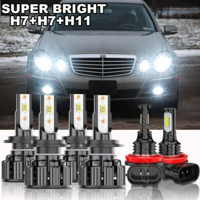 For Mercedes-Benz E350 E320 E550 6000K LED Headlight + Fog Light Bulbs Kit - Image 1 of 4