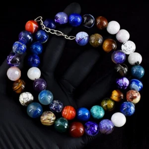 Genuine 541 Cts Amethyst,White Quartz & Lapis Lazuli Beaded Necklace VK 08 E679 - Picture 1 of 3