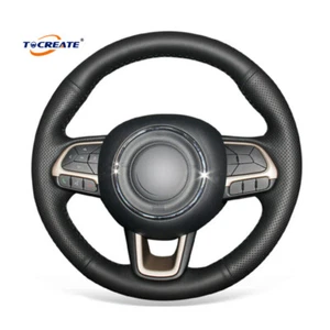 Cubierta de volante de auto de cuero PU negro para Jeep Renegade Compass #TDXA - Imagen 1 de 10