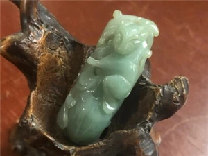 Chinese ancient artisan Hand-carved Delicate natural Jadeite monkey pendant 71 - Picture 1 of 8