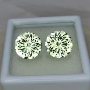 Precision cut, 13.20 ct Natural Prasiolite Pair, 13 MM Round Green Amethyst - Picture 1 of 5