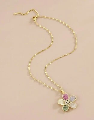 Neue Edelstahl Halskette-Blume- Goldene Kette- Damen-Echtgold-beschichtet - Bild 1 von 3