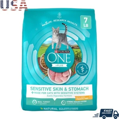 Sensitive Skin Stomach Cat Food Turkey Dry Kibble 7 lb High Protein Omega Acids - Image 1 of 4