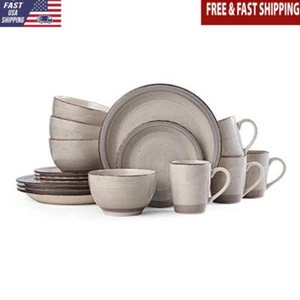 16 PC Dinnerware Set Stoneware Plates&Bowls&Mugs Dishwasher/Microwave Safe New - Picture 1 of 7