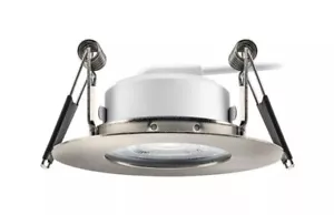 Downlight LED con clasificación de fuego Evofire IP65 4000K baño níquel satinado - Imagen 1 de 6