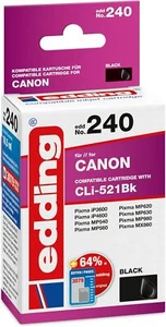 Cartuccia stampante edding EDD-240 nera 10,5 ml per Canon CLI-521BK cartuccia singola - Foto 1 di 5