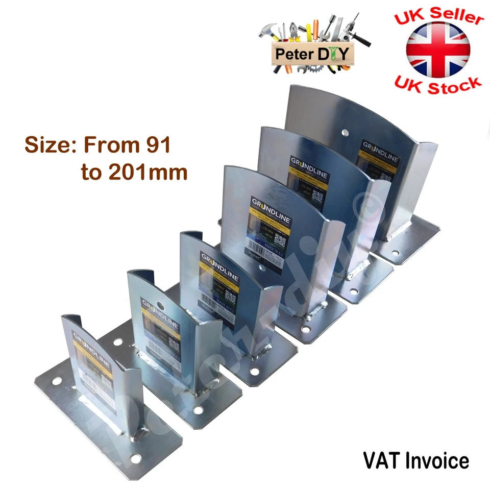 ONE SIDED Bolt Down POST SUPPORT Fence Foot Base Galvanised Heavy Duty 91-201mm - Image 1 of 1