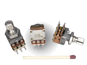 [4pcs] NOBLE 50k STEREO POTENTIOMETER, DUAL TAPER Log A Volume Control FOR AUDIO - Picture 1 of 4