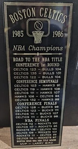 BOSTON CELTICS 1985'86 NBA CHAMPIONS 4x10 engraved plate - Picture 1 of 1