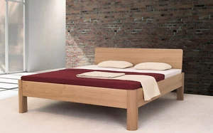Design Bett Andrea 160x200 cm Komforthöhe 48cm, Metallfrei, Massivholzbett Eiche - Bild 1 von 2