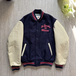 Vintage 90s St. Ignatius Wildcats Varsity Letterman Wool Leather Jacket Men L - Picture 1 of 7