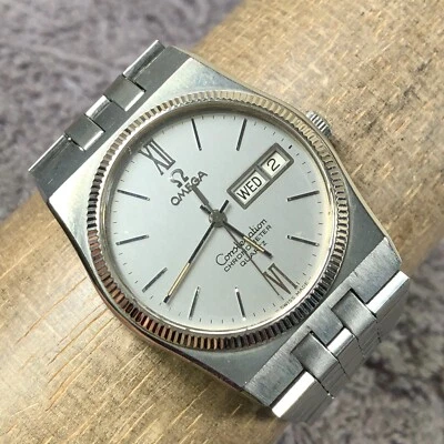 Vtg Omega Constelation Men 10K Gold Filled  Quartz Watch 7" Parts Repair - Image 1 of 4