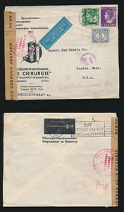 NETHERLANDS INDIES 1941 via THAILAND to USA CENSORED AIRMAIL ADVERT SURGICAL - Picture 1 of 3