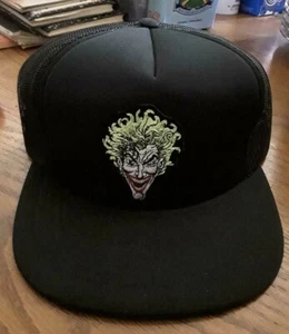 New Vintage DC Comics Villian Joker Patch Black Mesh Snapback Hat Cap 1989 Orig - Picture 1 of 4