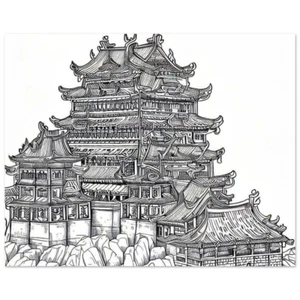 Color My Póster - Antiguo castillo chino en un acantilado rocoso - Imagen 1 de 24