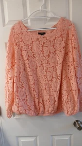 Alfani Woman Pink/Peach Lace Blouse with Attached Camisole – Size 3X - Picture 1 of 7