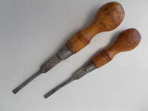 Pair of Vintage W. Marples Boxwood Handles Screwdrivers. 8 inch and 6 1/2" - Picture 1 of 17