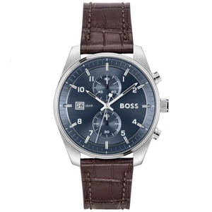 Reloj de cuarzo Hugo Boss Skytraveller con correa de cuero para hombre HB1514194 - Imagen 1 de 1