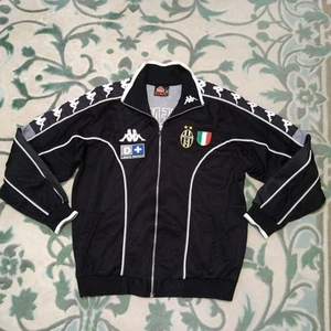 Juventus Kappa Track Jacket XL 90s Vintage Embroidered Logo Italy Black Rare - Picture 1 of 16