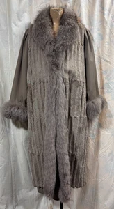 Vintage 1980er Ibis International 2-teiliger Damen durchgehender Pelz Trenchcoat & Weste - Bild 1 von 9