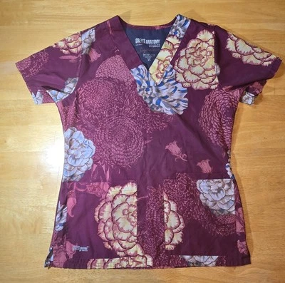 Greys Anatomy Spandex Scrubs, NWOT, XS, Floral. $5 ship Each add item $1 ship - Image 1 of 4